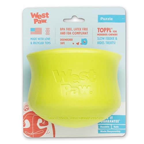 WEST PAW Zogoflex Toppl Treat Dispensing Dog Toy Puzzle – Interactive Chew Toys for Dogs – Dog Toy for Moderate Chewers, Fetch, Catch – Holds Kibble, Treats, X-Large, Granny Smith