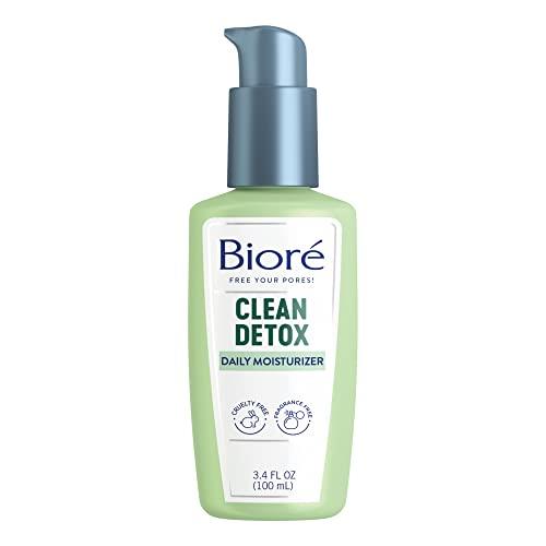 Biore Sensitive Skin Face Moisturizer, Hydrating Moisturizer, Fragrance Free Moisturizer, Clean Detox Daily Face Moisturizer 3.4 oz
