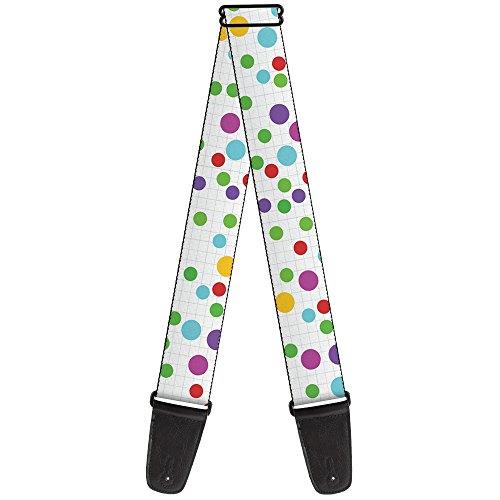 Buckle-Down Premium Guitar Strap, Dots Grid White/Grey Multicolour, 29 to 54 Inch Length, 2 Inch Wide