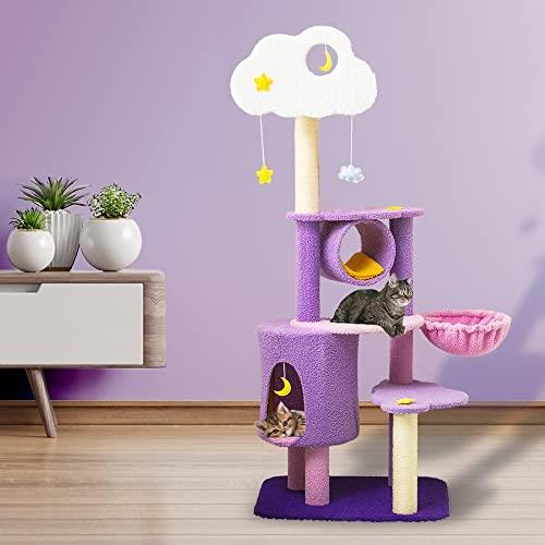 Furbulous Cat Tree Scratching Post and Adventure Cat Tower with Cozy Perch and Hammock, Star and Moon, 150 cm Large