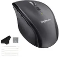 Logitech M705 Wireless Mouse - Marathon Ergonomic Sculpted Right-Hand with USB Unifying Receiver for PC Computers, Laptops, Mac, Chromebook, Includes Life-Extended Cleaning Kit - Silver