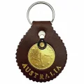 Jacaru Australia 6401 Round Keyring with Coin, Brown