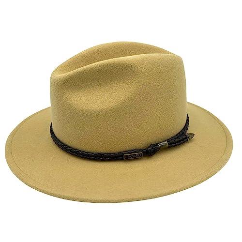 Jacaru Australia 1847 Outback Fedora Hat, Golden Sand, XX-Large
