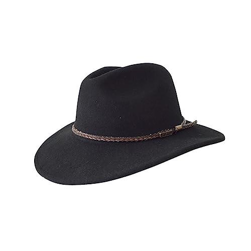 Jacaru Australia 1847 Outback Fedora Hat, Black, XX-Large