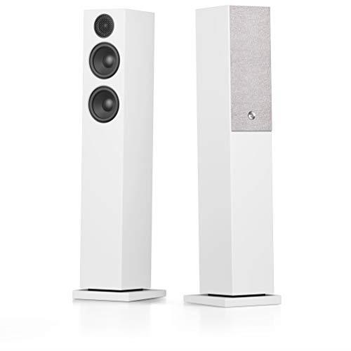 Audio Pro A36 HiFi Stereo Bluetooth WiFi Powered Wireless Multi-Room Home Theater Floor Standing Tower Speakers for Ultimate TV Sound Experience - Pair, White