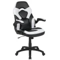 Flash Furniture X10 Gaming Chair Racing Office Ergonomic Computer PC Adjustable Swivel Chair with Flip-Up Arms, White/Black LeatherSoft
