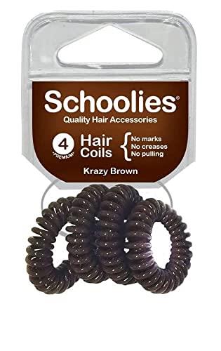 Schoolies Hair Accessories Hair Coils 4 Pieces, Krazy Brown