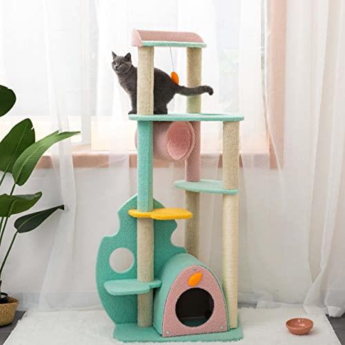 Furbulous 1.46m Cat Tree Scratching Post and Adventure Cat Tower - Green Leaf