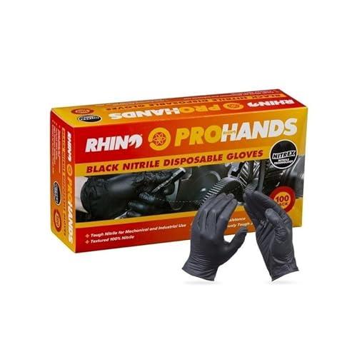 Rhino Nitrile Disposable Gloves, Black, Small (100 Pieces)