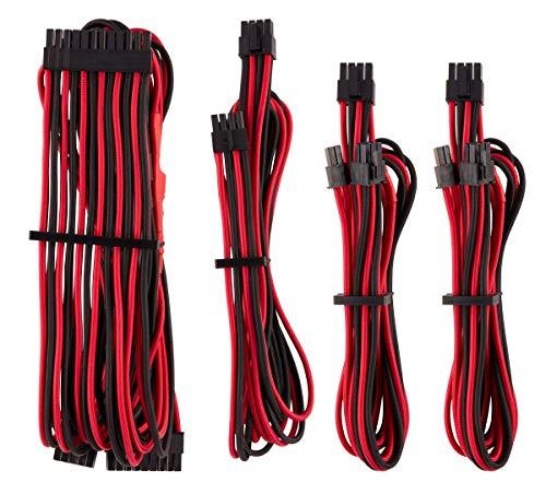 CORSAIR Premium Individually Sleeved PSU Cables Starter Kit â€“ Red/Black, , for Corsair PSUs
