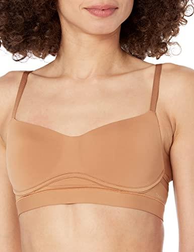 Calvin Klein Women's Perfectly Fit Flex Lightly Lined Wirefree Bralette, Sandalwood, Medium
