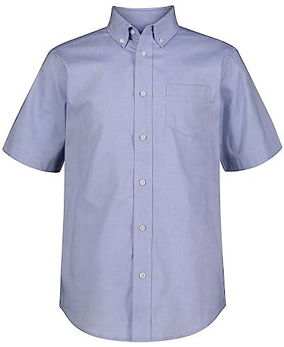 Nautica Boys School Uniform Short Sleeve Button-Down Oxford Button Down Shirt, Blue, 10 12 US, Blue, 10-12