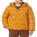 Amazon Essentials Men's Heavyweight Hooded Puffer Coat, Caramel, Small