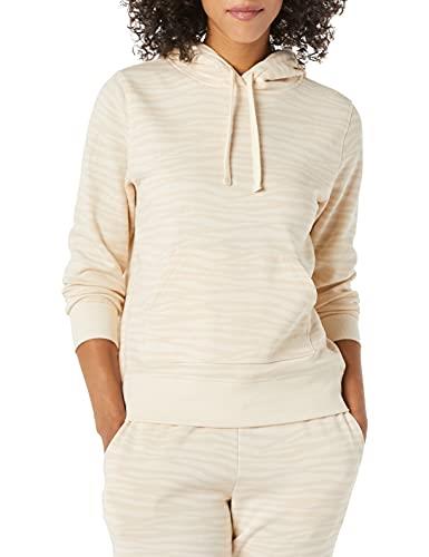Amazon Essentials Women's French Terry Fleece Pullover Hoodie (Available in Plus Size), Ecru, Zebra Stripe Print, Medium