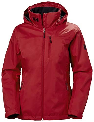 Helly Hansen Women's Crew Hooded Midlayer Fleece Lined Waterproof Rain Jacket, 162 Red, Medium, 162 Red, Medium