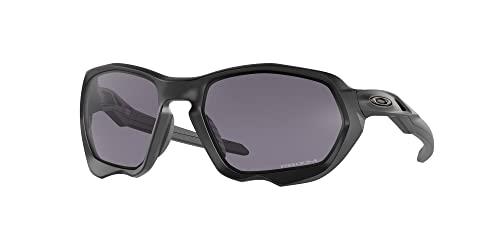 Oakley Men's OO9019A Plazma Asian Fit Rectangular Sunglasses, Matte Black/Prizm Grey, 59mm