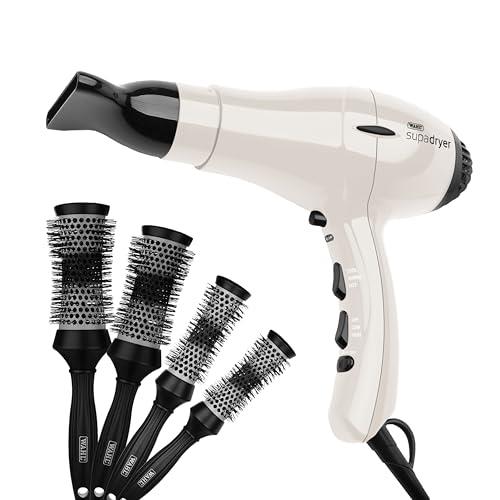 Wahl SupaDryer Hair Dryer, Pearl White with BONUS Four Ceramic Thermal Brushes Limited Edition