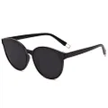 SOJOS Fashion Round Sunglasses for Women Men Oversized Vintage Shades SJ2057 with Dark Black/Grey