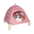 Babyezz Cat and Dog Hammock, Pet Teepee House, Removable Portable Indoor/Outdoor pet Bed, Suitable for Cats and Small Dogs (Pink Tent cat Bed)