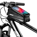 Obbug Bike Phone Front Frame Bag, Waterproof Bike Handlebar Bags, Sensitive Touch Screen and Earphone Hole Compatible Fits Phones Bag Cycling Pouch for Android/iPhone/Galaxy Note Below 6.5