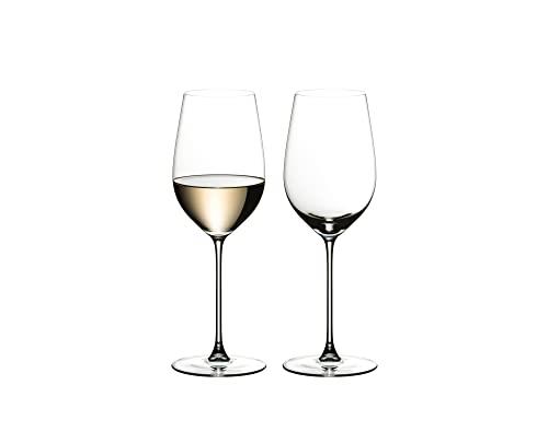 Riedel 13.75 Fluid Ounce Veritas Riesling Zinfandel Crystal Wine Drinking Glass Set with Microfiber Polishing Cloth, Set of 2