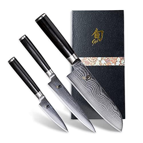 Kai Shun Classic 3 Piece Santoku Kitchen Knife Set, Stainless Steel, DMS310