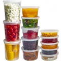 DuraHome Food Storage Containers with Lids 8oz, 16oz, 32oz Freezer Deli Cups Combo Pack, 44 Sets BPA-Free Leakproof Round Clear Takeout Container Meal Prep Microwavable (70 Sets - Mixed sizes)