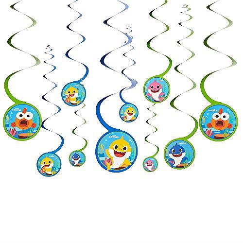 Amscan Baby Shark Spiral Swirl Decorations Value Pack (Pack of 12)