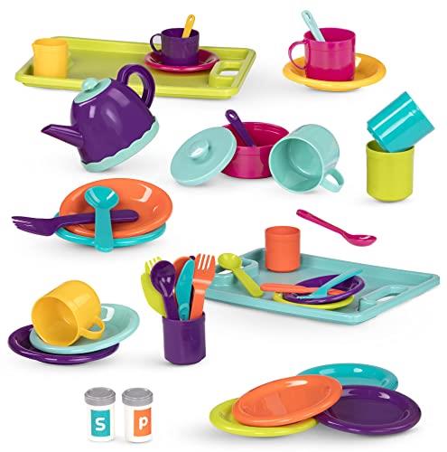Battat – Play Dinner Set – 45Pcs Tea Party & Supper Playset – Pretend Kitchen Toys – Tea Pot, Plates, Cutlery – 3 Years + – Dinner & Tea Party Set