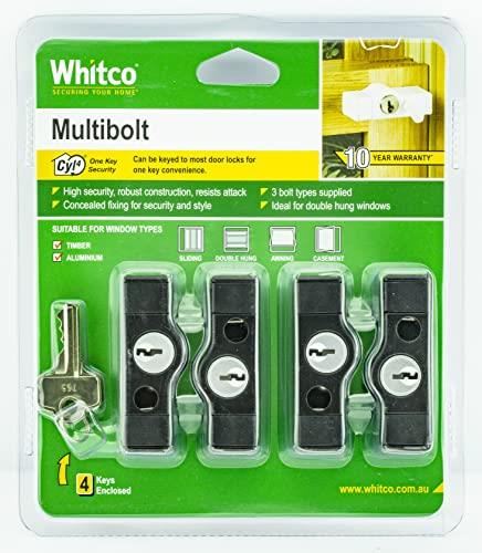 Whitco CYL4 Multi Bolt Window Lock, Black (Pack of 4)