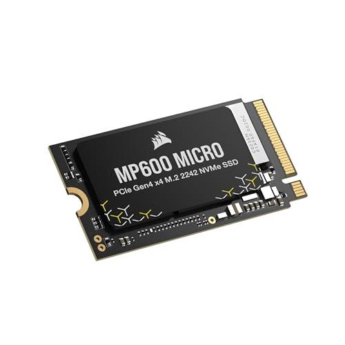 CORSAIR MP600 Micro 1TB M.2 NVMe PCIe x4 Gen4 2 SSD – M.2 2242 – Up to 5,100MB/sec Sequential Read – High-Density 3D TLC NAND – Compatible with Lenovo Legion Go and Thin PCIe 4.0 Laptops – Black