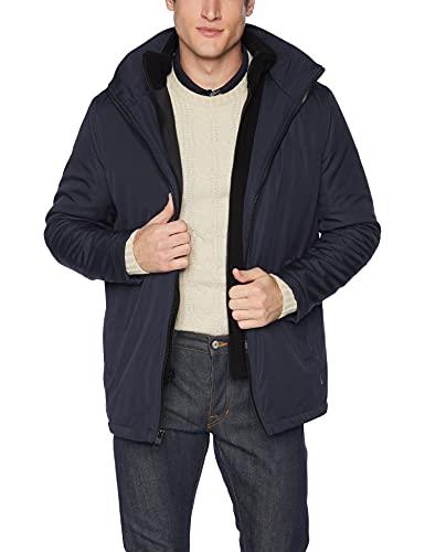 Calvin Klein Men’s Water and Wind Resistant Hooded Coat from Fall Into Winter, Navy, Medium
