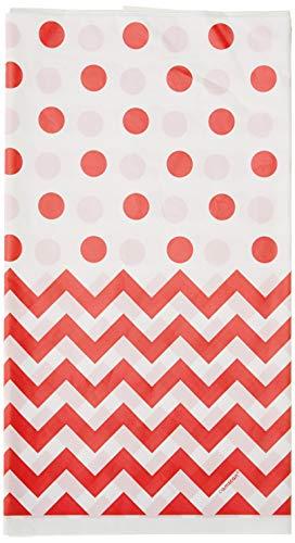 Chevron Plastic Tablecover Apple Red