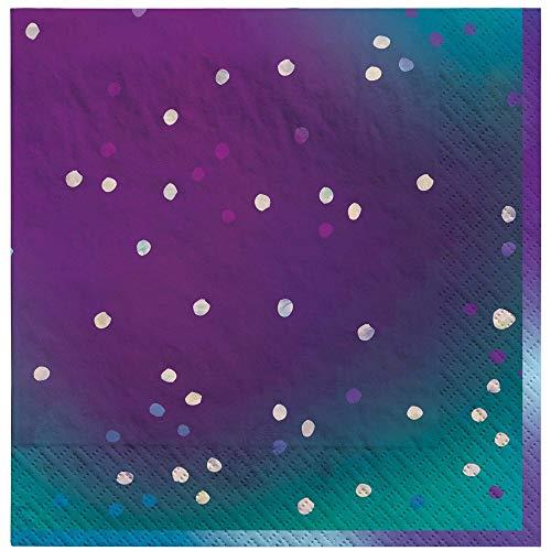 Amscan Sparkling Sapphire Lunch Napkins Iridescent Hot Stamped 16 Pieces