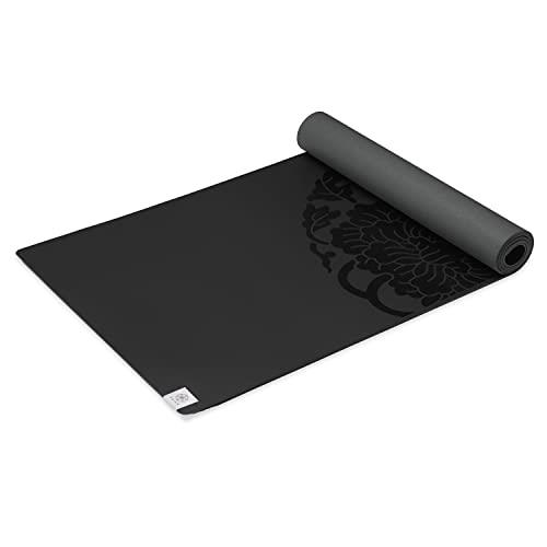 Gaiam Exercise & Fitness Mat - Premium Dry-Grip Thick Non Slip for Hot Yoga, Pilates & Floor Workouts (68" L x 24" W x 5mm) - Black