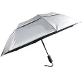 SunTek Auto Open/Folding UV Protection Umbrella, Black/Silver, 46"