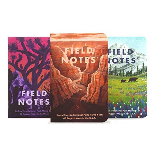 Field Notes: National Parks Series B - Grand Canyon, Joshua Tree, Mount Rainier - 3 Pack - Graph Memo Book, 3.5 x 5.5 Inch