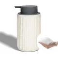 ABBI NIMO Ceramic Foaing Hand Soap Dispenser Beige, Speckled Rippled Foaming Soap Dispenser Bottle, 12 oz Soap Foam Dispenser with Grey Pump, Dish Soap Dispenser for Kitchen