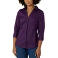 Riders by Lee Indigo Women's Easy Care ¾ Sleeve Woven Shirt, Purple Pennant, Medium