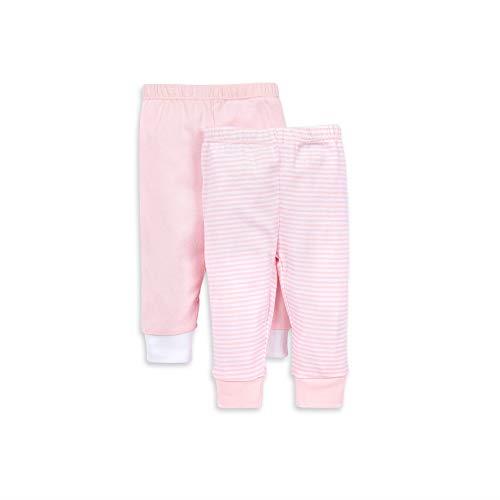 Burt's Bees Baby Knit Jogger Pants, Baby Sweatpants, 100% Organic Cotton Infant Bottoms, Blossom Solid/Stripes 2-pk, 12 Months