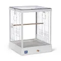Prevue Pet Products Clear View Glass Bird Cage Crystal Palace for Small Birds - White Frame