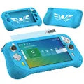 Silicone Cover Case for Logitech G Cloud Gaming Handheld, Protective Skin Sleeve for Logitech G Cloud Gaming Console Screen Film Protector Accessories (Blue Case and Sreen Film)