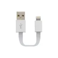 Moki Apple Licenced Pocket Lightning SynCharge Cable, White, 10 cm