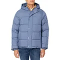 Amazon Essentials Men's Heavyweight Hooded Puffer Coat, Indigo, Large