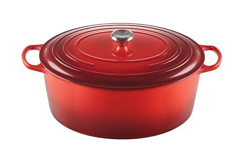 Le Creuset Enameled Dutch Oven Cast Iron Signature Oval Casserole, 40cm, 15.5 Qt, Cerise
