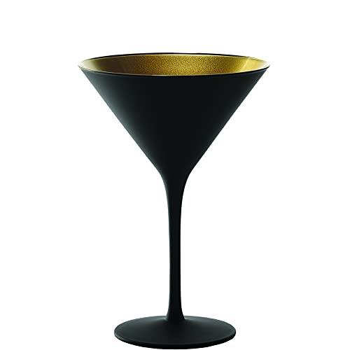 Stölzle Lausitz Grandezza Cocktail Glasses Martini Crystal Glass Set of 6-240ml (Matt Black & Gold)