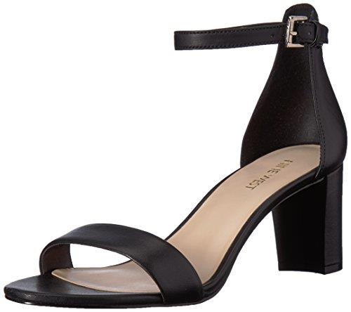 NINE WEST Women's Pruce Heeled Sandal, Black Leather, 9.5