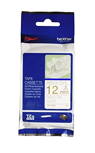 Brother Genuine TZe-R234 Ribbon Tape, 12mm x 4m, Gold On White