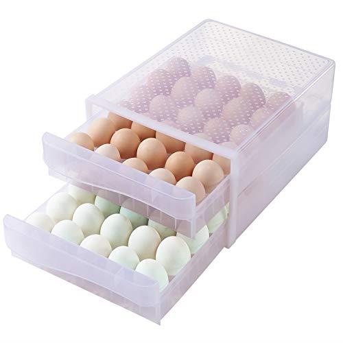 Hershuing 60 Grid Large Capacity Egg Holder for Refrigerator, Household Egg Fresh Storage Box for Fridge, Multi-Layer Chicken Egg Storage Container