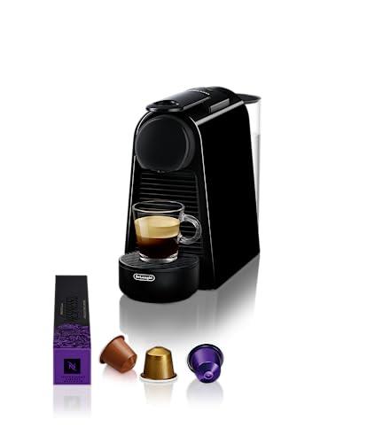 Nespresso De'Longhi EN 85.B Essenza Mini Coffee Capsule Machine, Welcome Set with Capsules in Different Flavours, 19 Bar Pump Pressure, Space-Saving, 1370 W, 0.6 L, 32.5 x 11 x 20.5 cm, Black